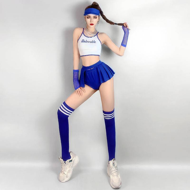 New Bar GOGO clothing DJ women's team Han Wu cheerleading team DS performance clothes blue sexy vest skirt set
