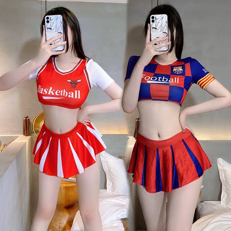 World Cup football baby uniform bar DS dancing half -body mini skirt exposed navel cheerleading show love set women set