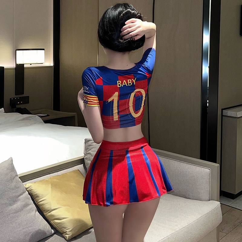 World Cup football baby uniform bar DS dancing half -body mini skirt exposed navel cheerleading show love set women set