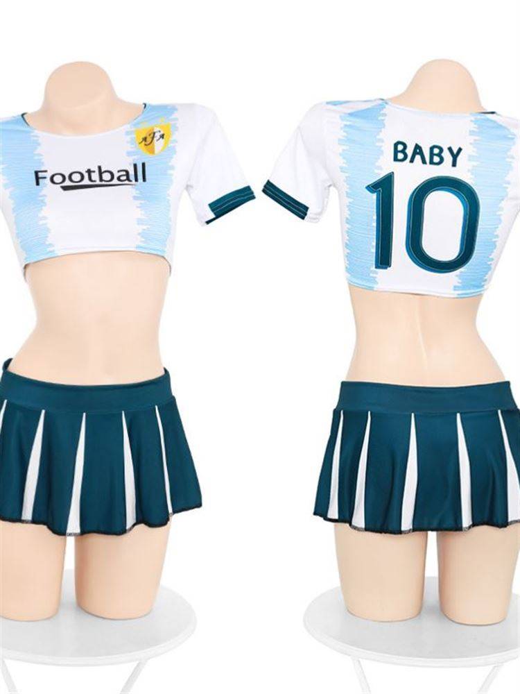 World Cup football baby uniform bar DS dancing half -body mini skirt exposed navel cheerleading show love set women set