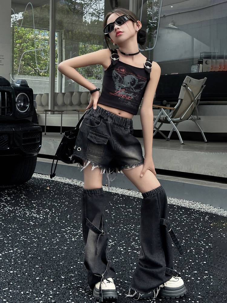 Children's Jazz Dance Clothing Umbilical Umbilical Set Girl Street Dance Jazz Lab Graduate Graduation Performance Service