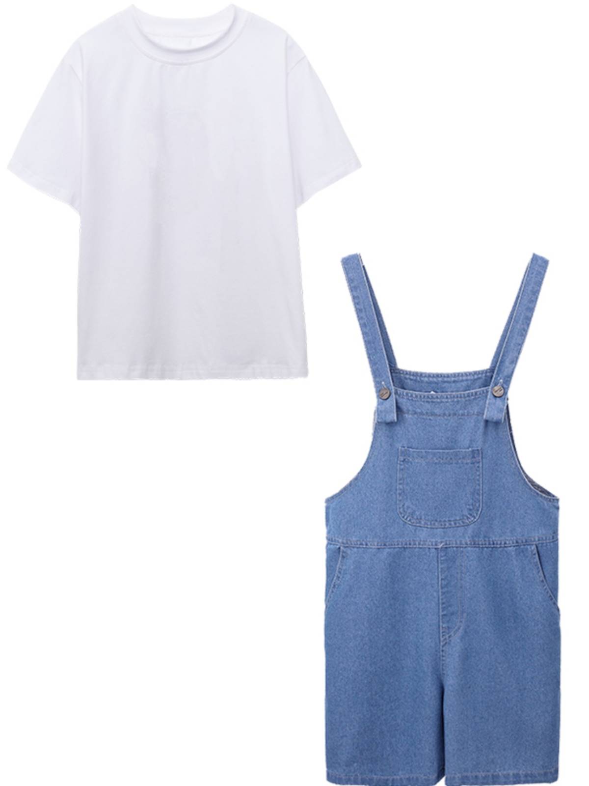 June 1 male and female performance clothes white T -shirt kindergarten strap shorts graduation photos 6 elementary school students cheerleading team uniforms