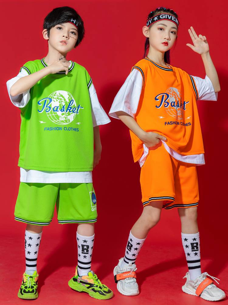Primary school student la la la cheerleading service kindergarten basketball competition training suit children's short -sleeved sports performance clothing