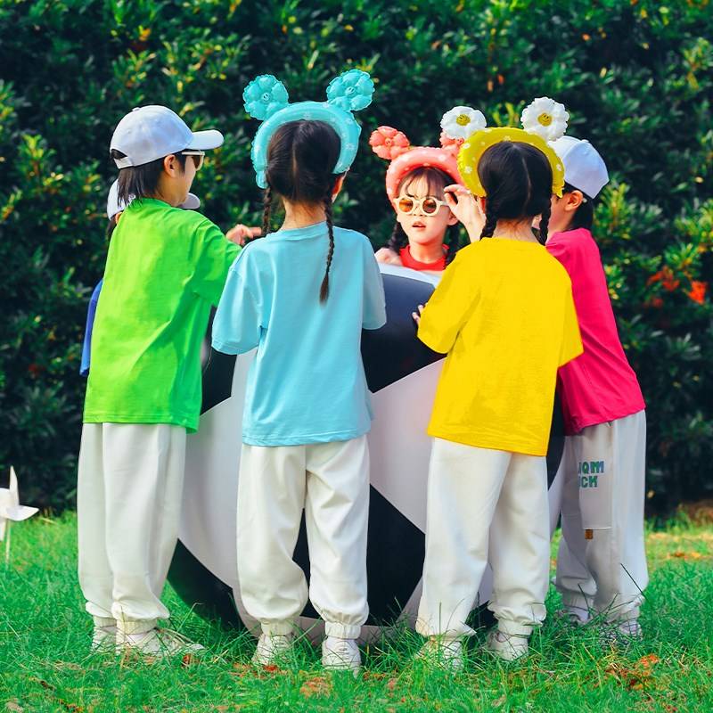 Primary school sports meeting cheerleading team service kindergarten candy -colored T -shirt dance performance dopamine chorus clothing