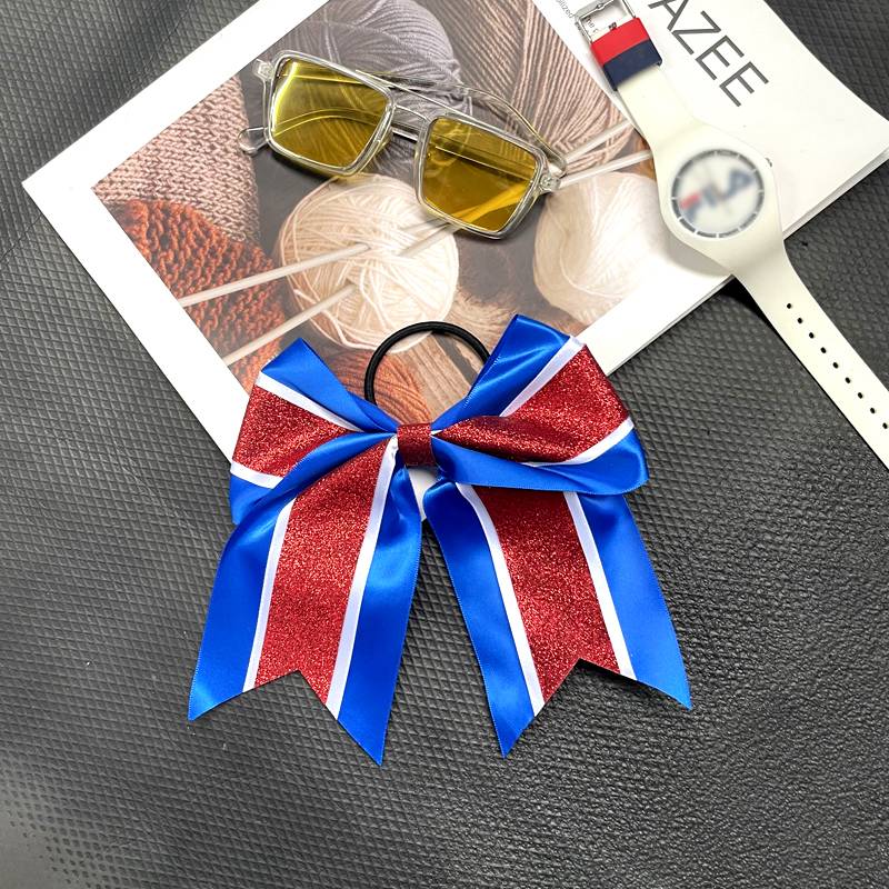 Headgear, hair accessories, showing hair clips, cheerleading performance butterfly ribbon hair accessories