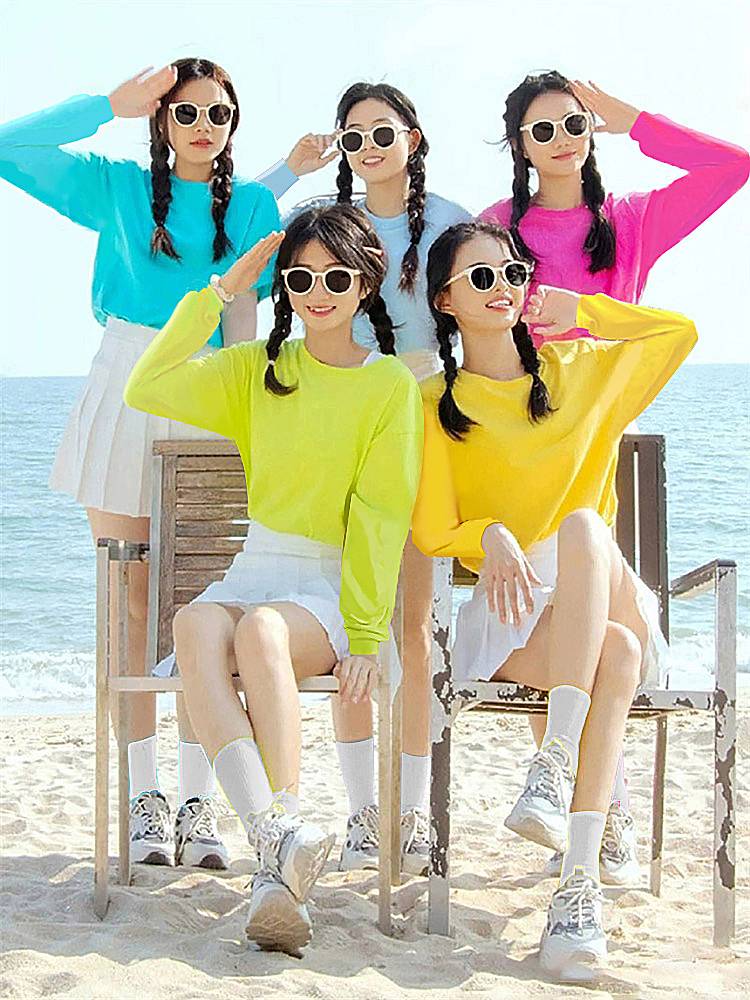 Adult La team women's group performance clothing candy -colored jazz dance set cheerleading group performance clothing pleated skirt