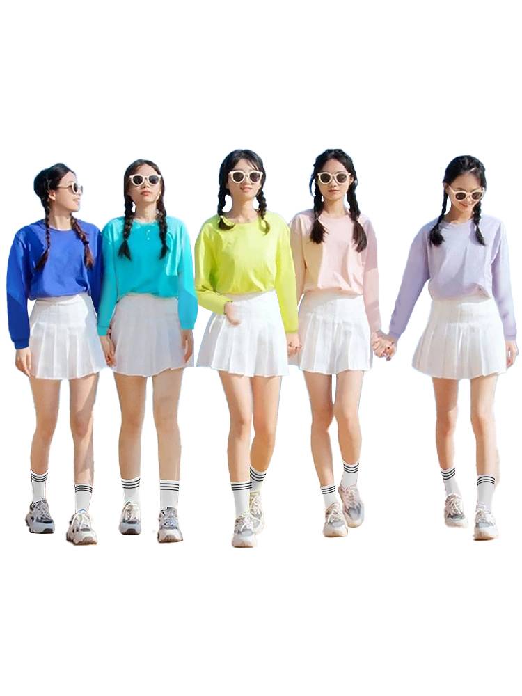 Adult La team women's group performance clothing candy -colored jazz dance set cheerleading group performance clothing pleated skirt