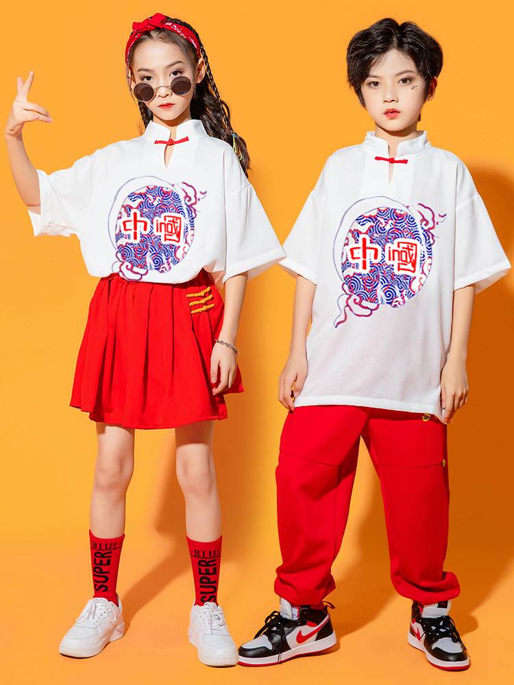 Children's La La Fuck Performance Service Primary and Middle School Students Games La La team service men and girls' jazz dance set martial arts clothes