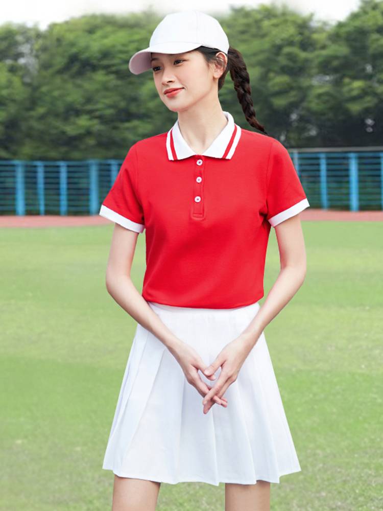 Primary and secondary school student POLO shirt team service meeting La La team clothing adult women's group radio gymnastics performance
