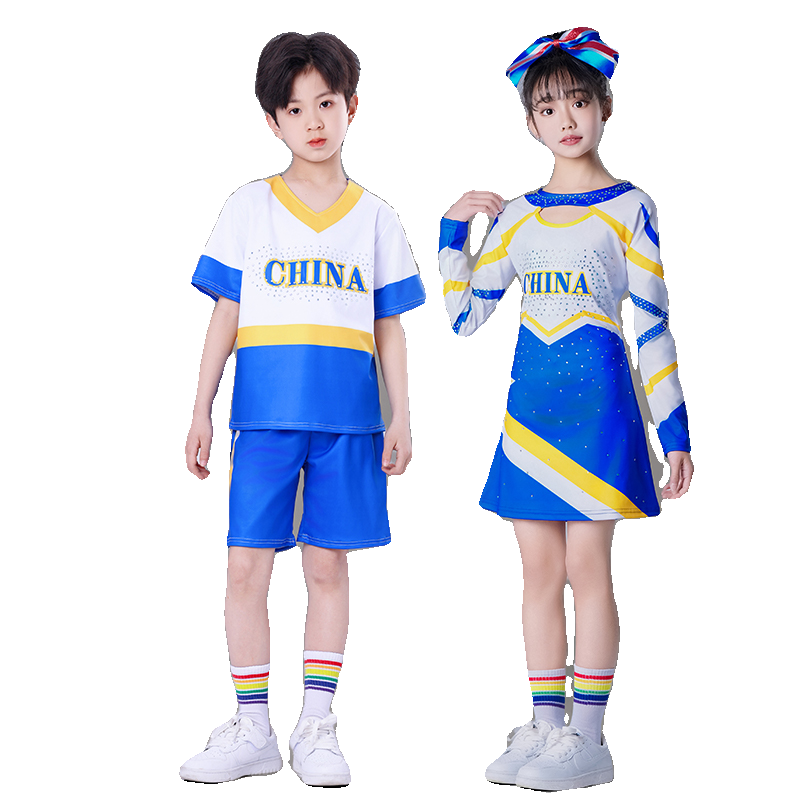 Children cheerleading team performance clothing group primary and secondary school sports meeting opening ceremony of Lara team competition performance clothing