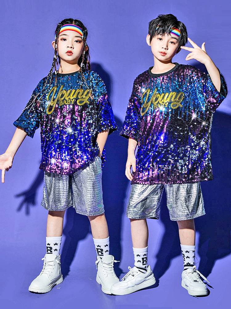 Summer class suit set hip -hop hip -hop jazz dance suit suit elementary school students cheerleader cheerleading dance clothing