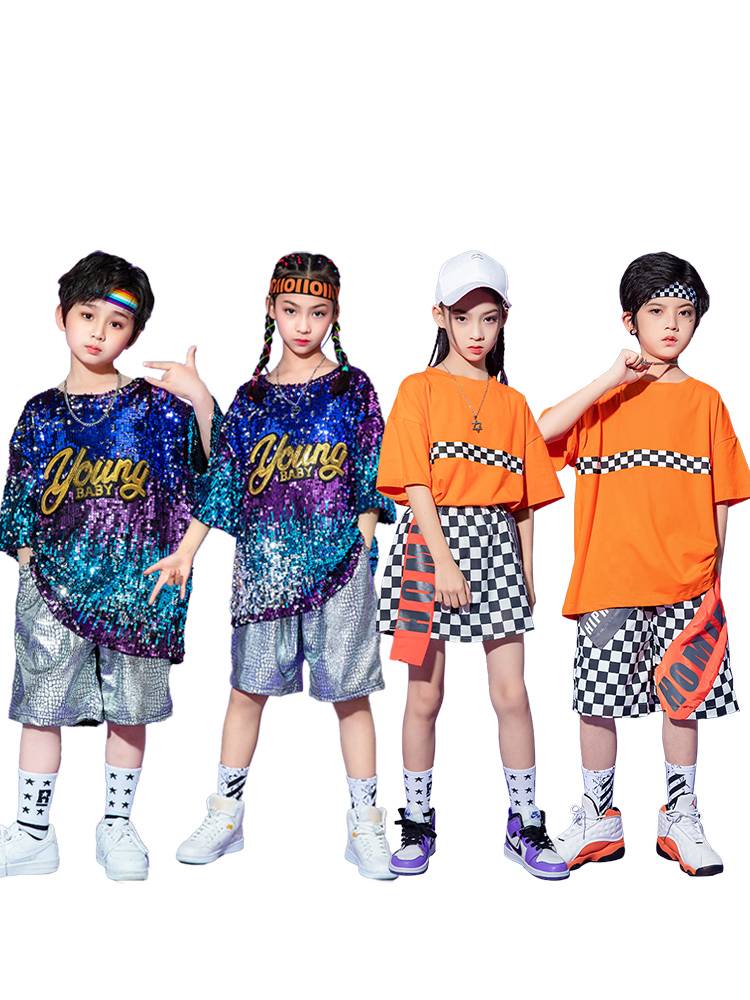 Summer class suit set hip -hop hip -hop jazz dance suit suit elementary school students cheerleader cheerleading dance clothing