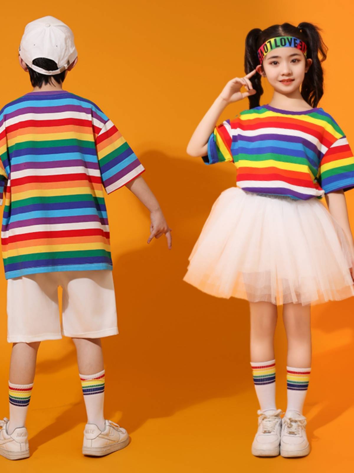 Liuyi Kindergarten Children's La Team Performance Services Rainbow Skirt Men and Women La Rale Exercise Performance Service Street Dance