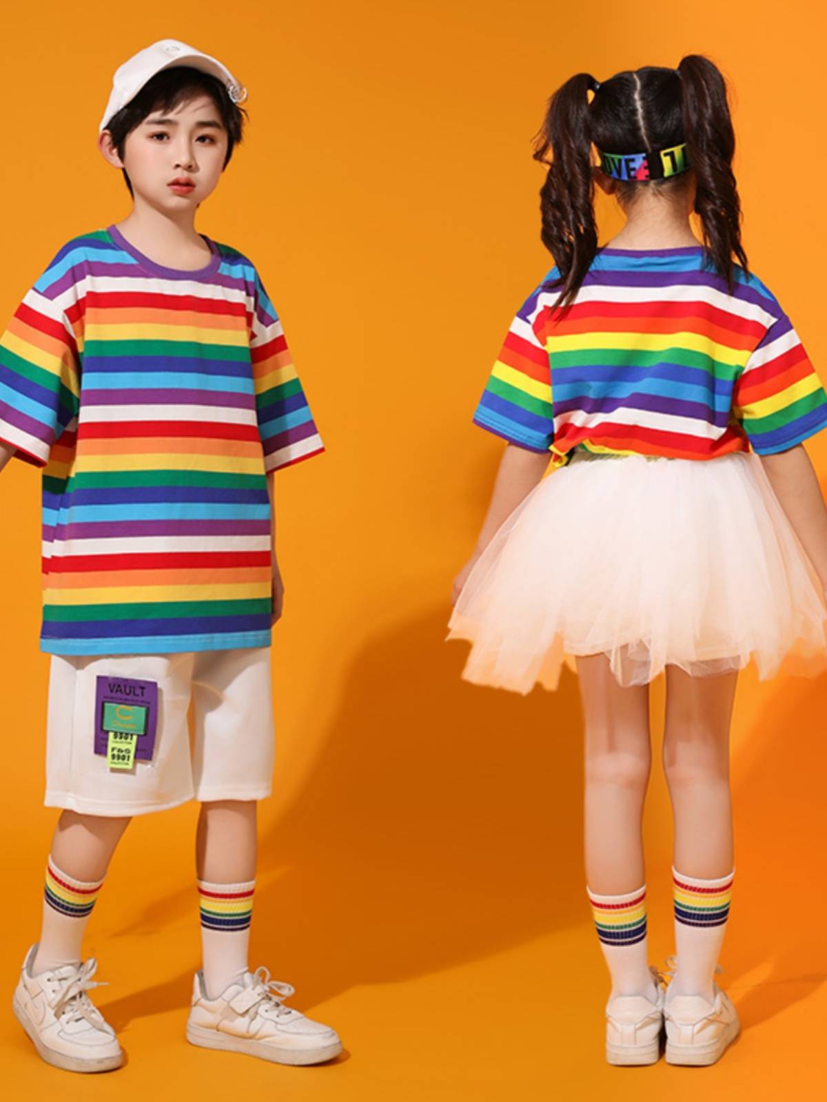 Liuyi Kindergarten Children's La Team Performance Services Rainbow Skirt Men and Women La Rale Exercise Performance Service Street Dance