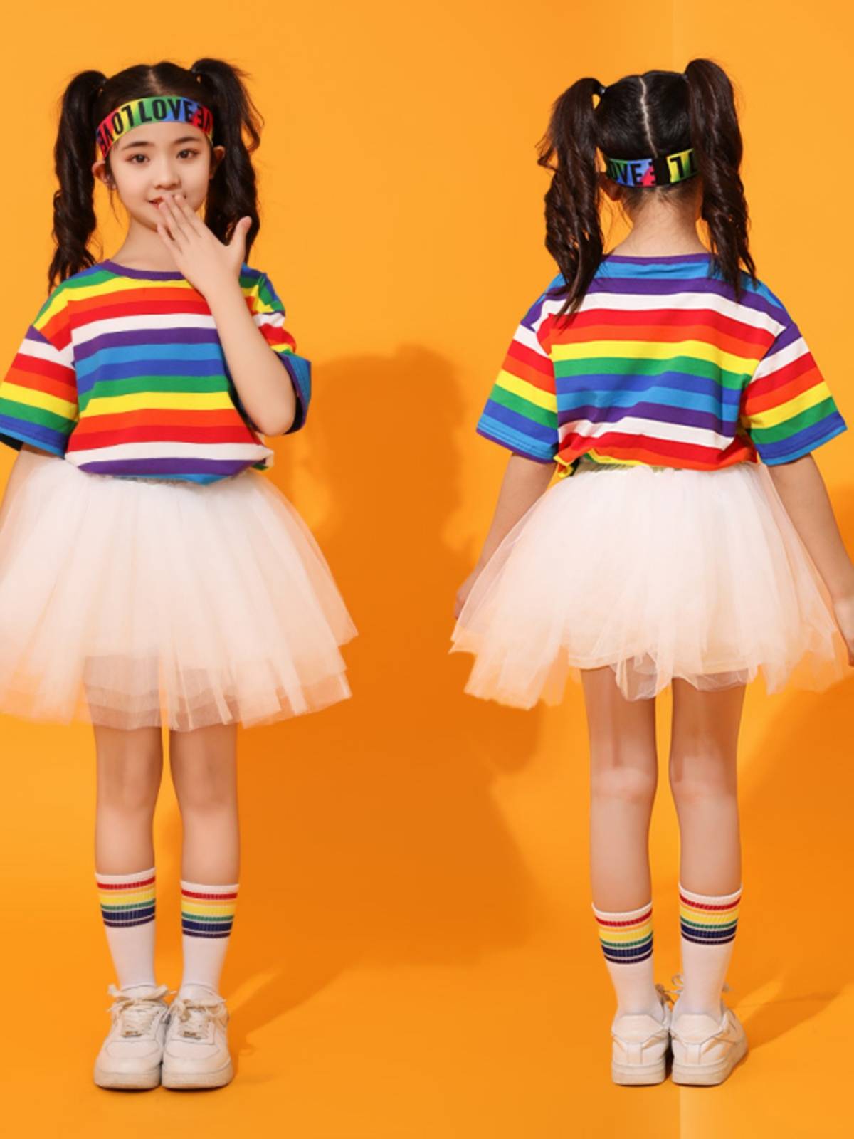 Liuyi Kindergarten Children's La Team Performance Services Rainbow Skirt Men and Women La Rale Exercise Performance Service Street Dance