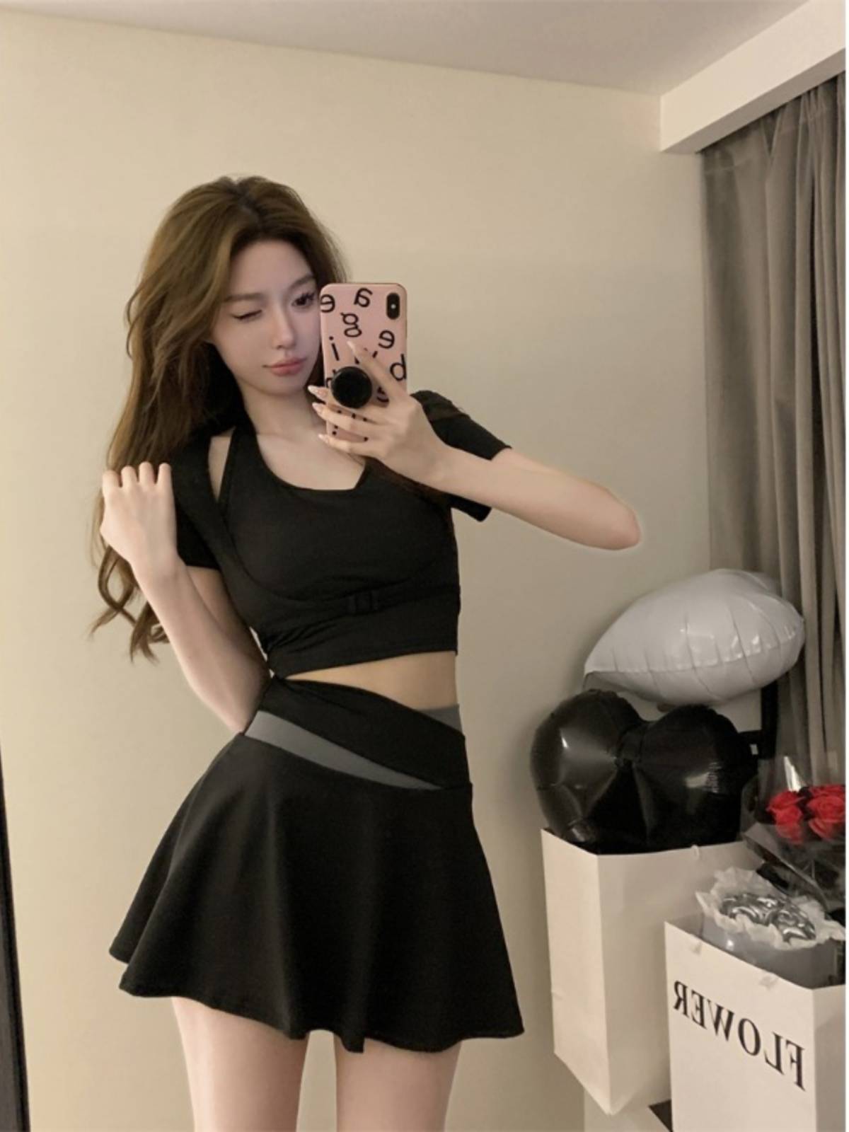 Chinese style short -sleeved yoga sports fitness clothes fake two -piece top cheerleading team football baby cheerleading suit