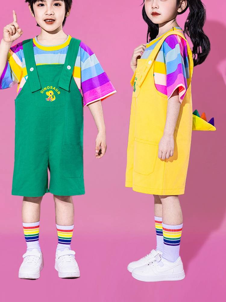 New children's cute strap pants Lala team performance service kindergarten cheerleading performance uniform uniform