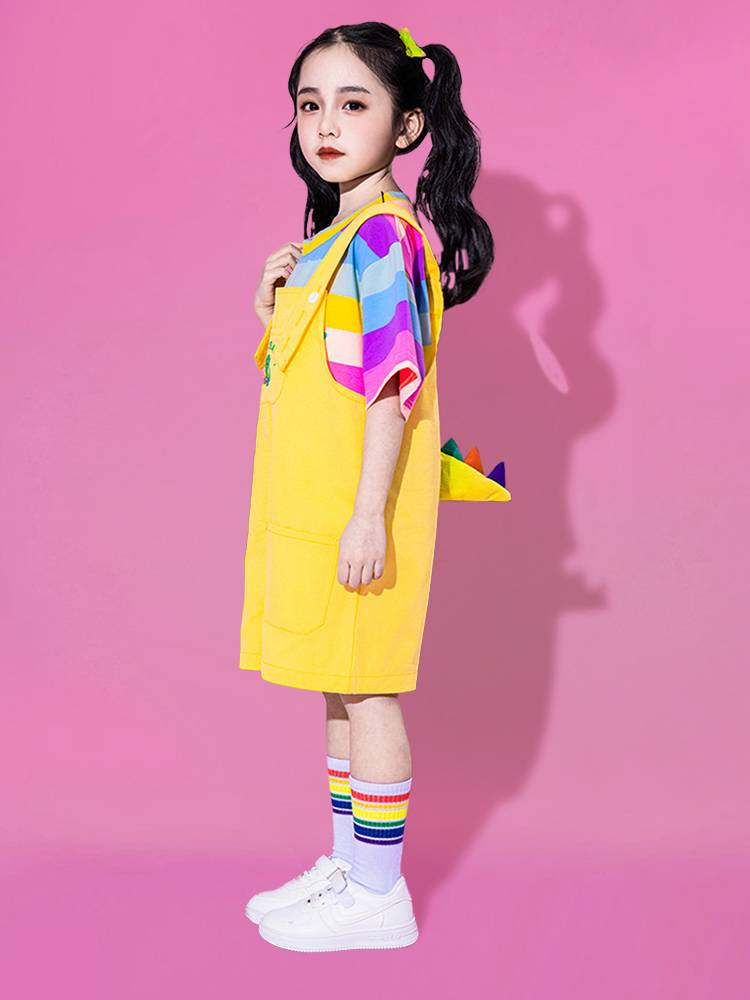 New children's cute strap pants Lala team performance service kindergarten cheerleading performance uniform uniform