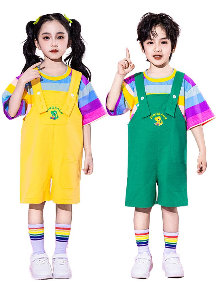 New children's cute strap pants Lala team performance service kindergarten cheerleading performance uniform uniform