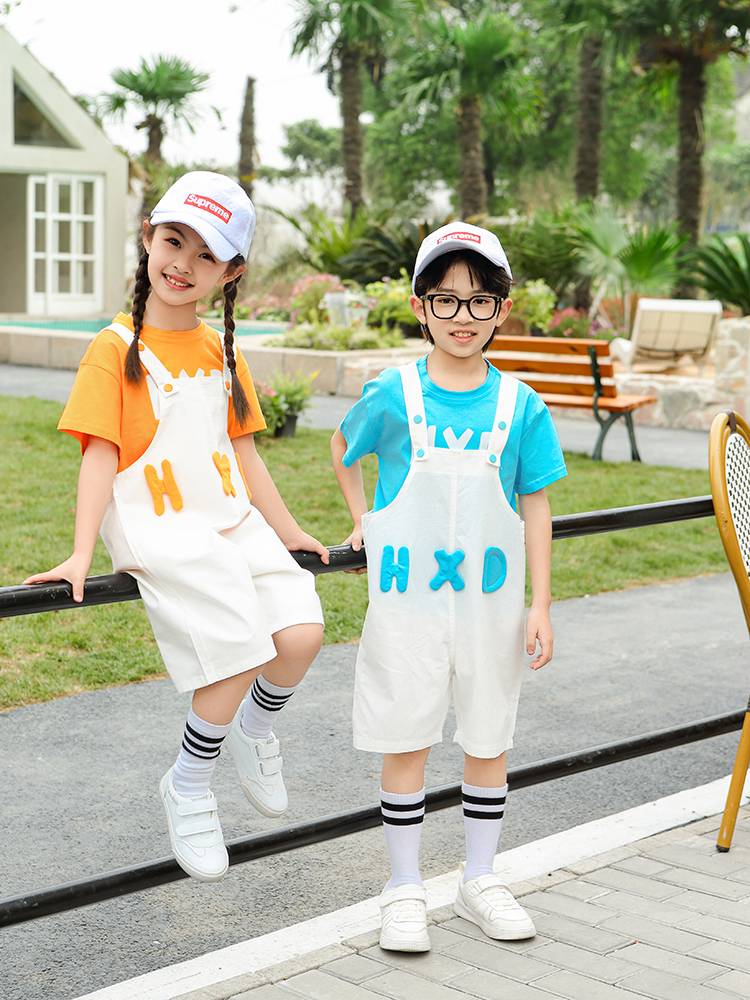 Children's kindergarten back trousers shorts performance service Sixth elementary school set boys girl la la la s graduation clothes