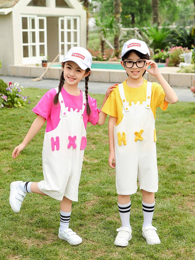 Children's kindergarten back trousers shorts performance service Sixth elementary school set boys girl la la la s graduation clothes