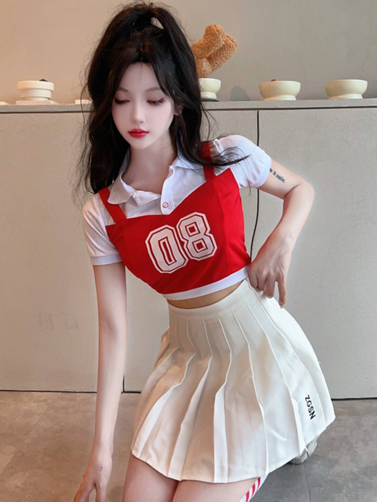 The Korean cheerleading dress for adult schoolgirls, the soccer baby, the dopamine dance youth set
