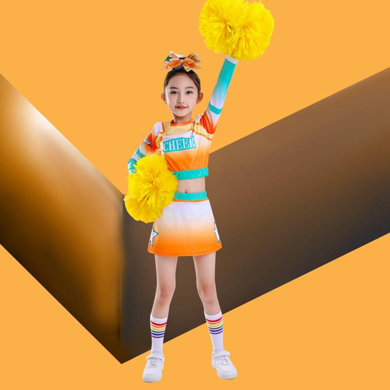 June 1 new cheerleading team service dance, dance, clothing, children, boys and women, long -sleeved cheerleades, show adults