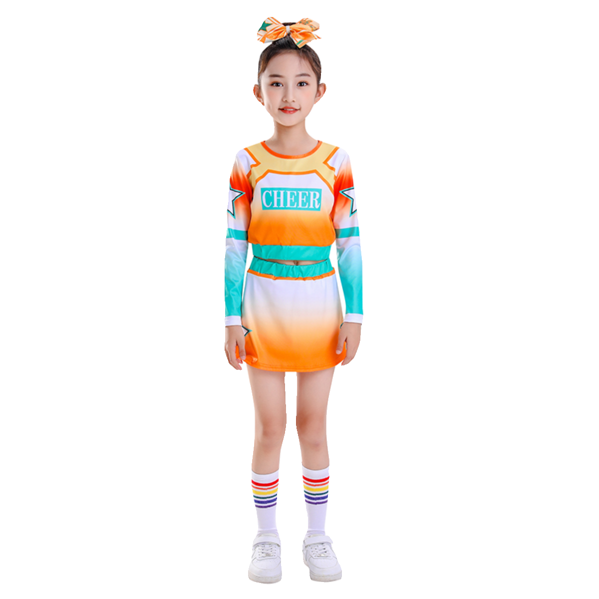 June 1 new cheerleading team service dance, dance, clothing, children, boys and women, long -sleeved cheerleades, show adults