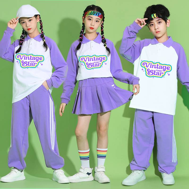Children's cheerleading team performing clothing cheerleading exercise meeting performance service class service team autumn long sleeves
