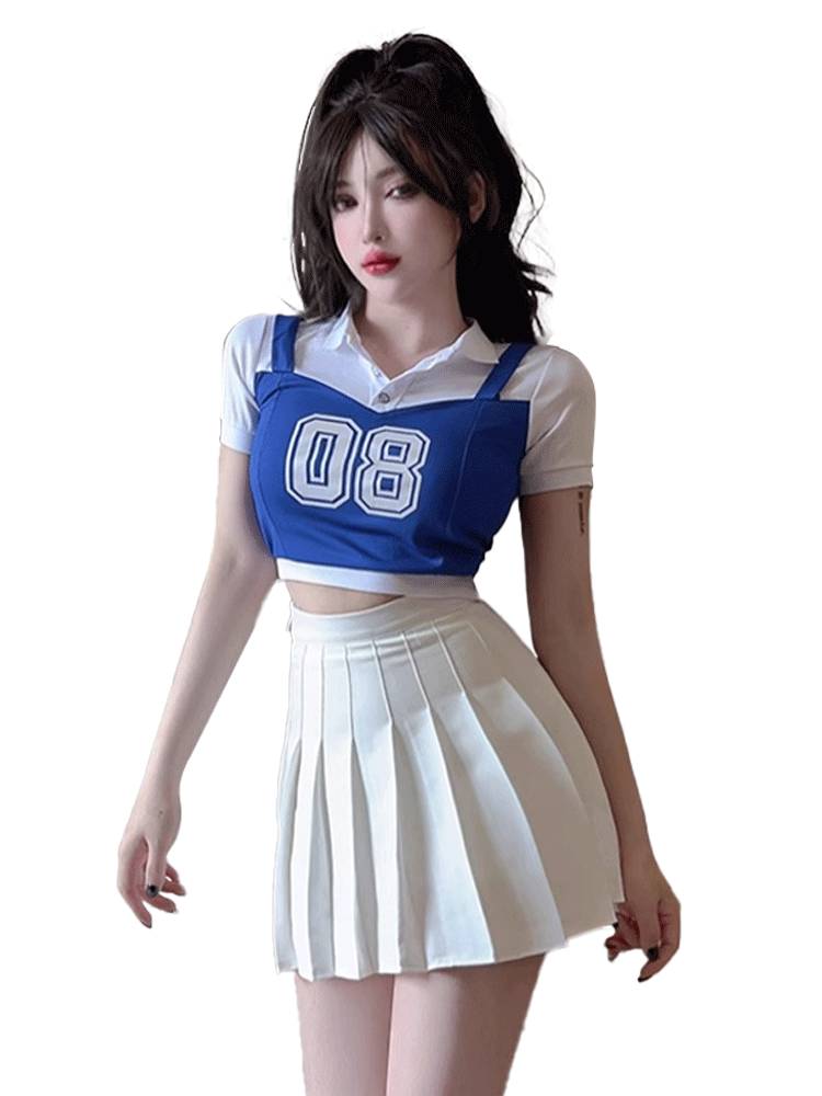 The Korean girls cheerleading and chorus-dressing European soccer cup hip-hop-showing football-baby group