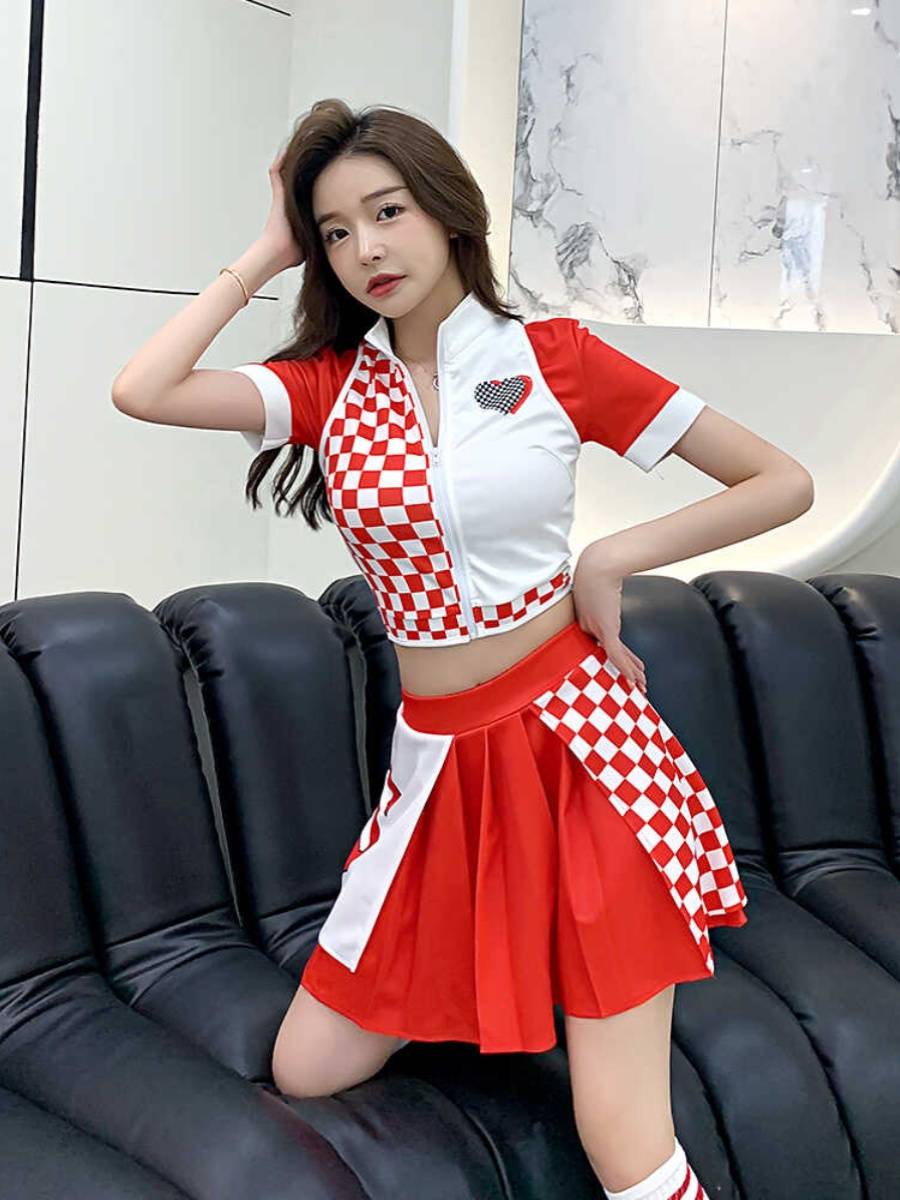 2024 Summer Football Cup cheerleading team football baby dance group performed Korean sexy air short skirt set
