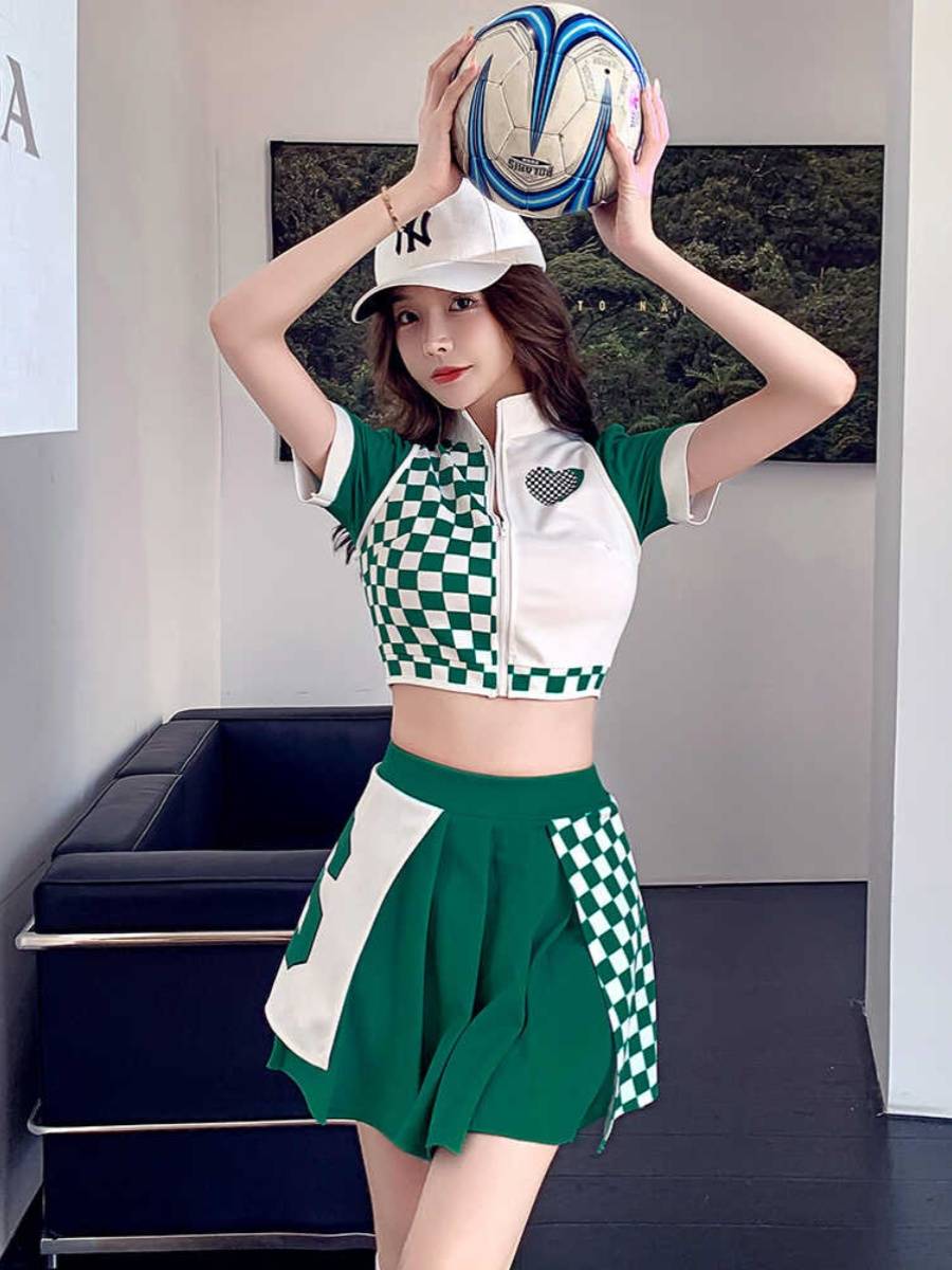 2024 Summer Football Cup cheerleading team football baby dance group performed Korean sexy air short skirt set