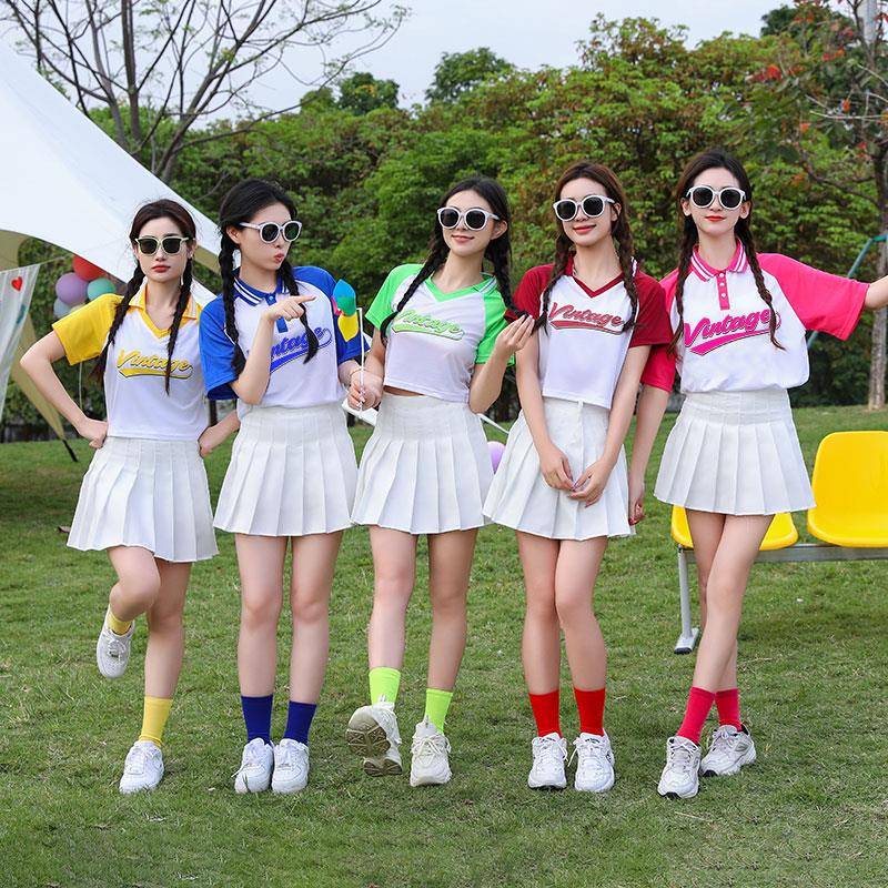 Candy -colored cheerleader performance service summer cheerleading exercise performance service group stage performance clothing