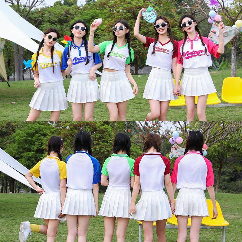 Candy -colored cheerleader performance service summer cheerleading exercise performance service group stage performance clothing