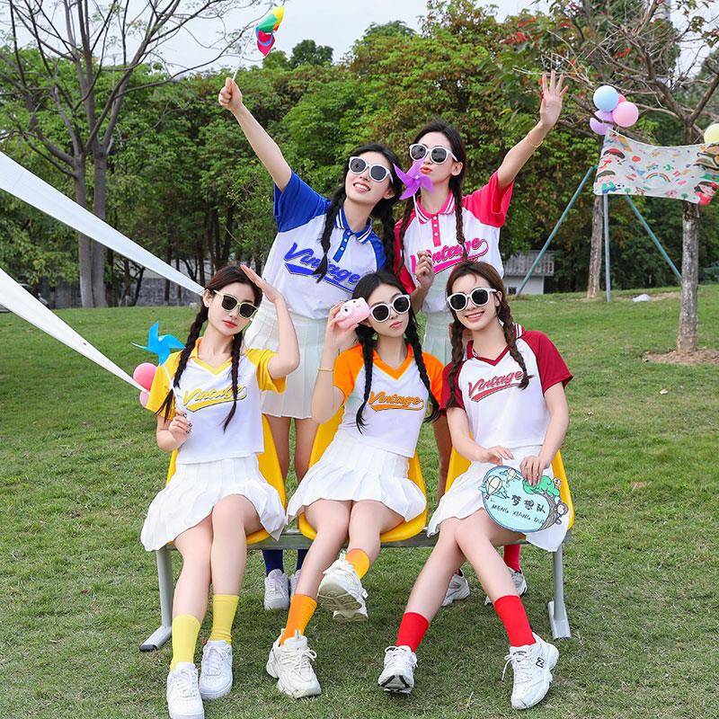 Candy -colored cheerleader performance service summer cheerleading exercise performance service group stage performance clothing