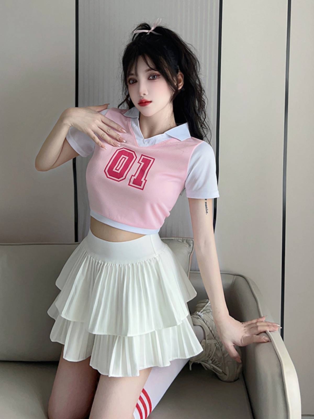 La La team clothing women's group adult football baby Lala cheerleading song performance dance bodybuilding suit