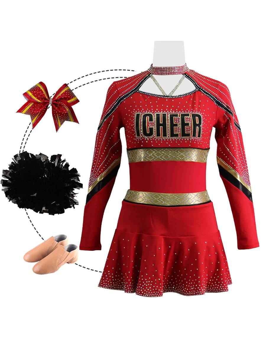 Factory custom flower ball la la la la la la lacaking primary and secondary school students cheerleading team children's performance sports meeting skirt
