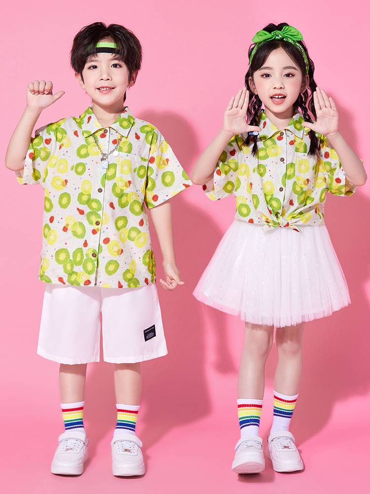 Children's Children's La Team Performance Service Kindergarten Graduation Photos 6 Primary School Student Flower Shirts Chorus Dance Performance Service