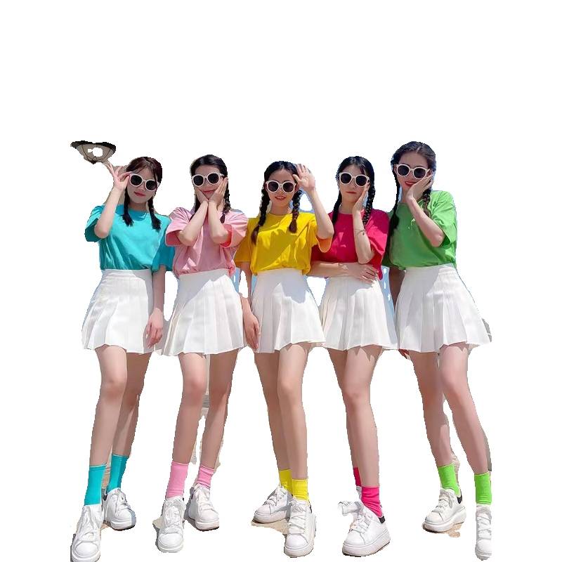 Candy -colored pleated skirt set Summer la la la fucking performances of the Lara team performance season graduation season girlfriends clothing