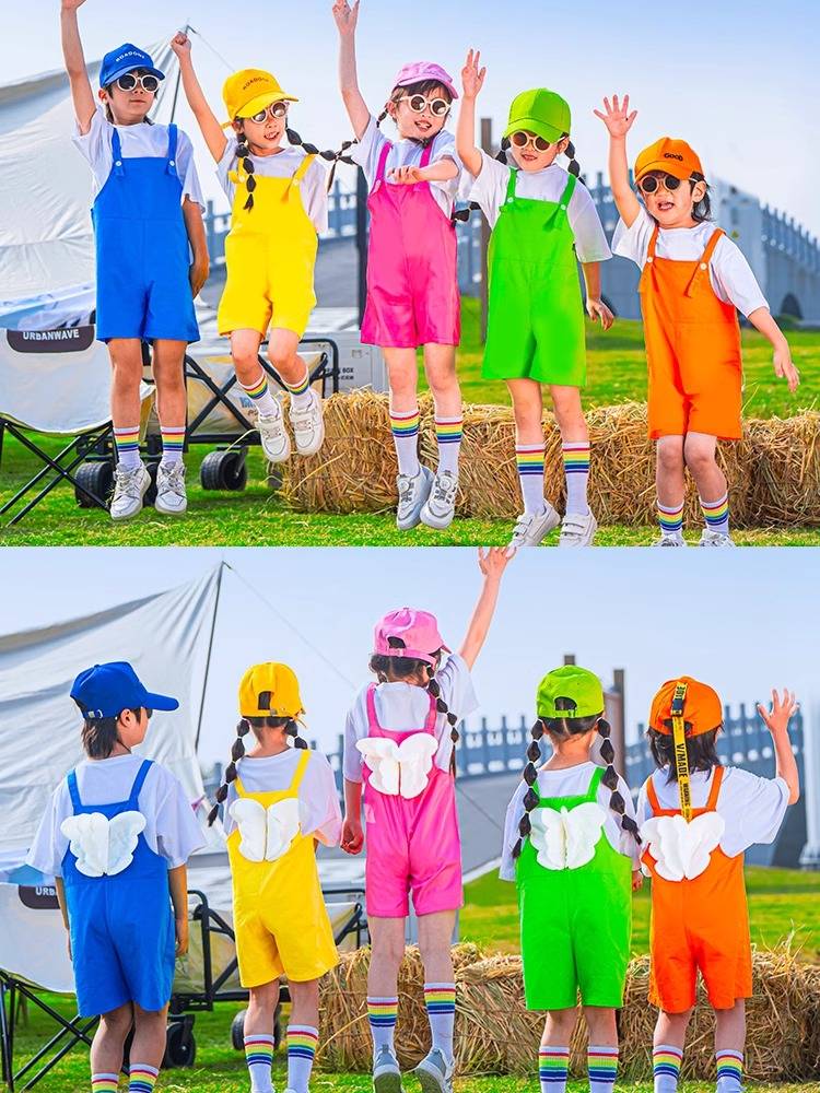 Children's back pants performance clothing cute cheerleadamine dopamine performance clothing elementary school sports meeting la la la la la la showing summer