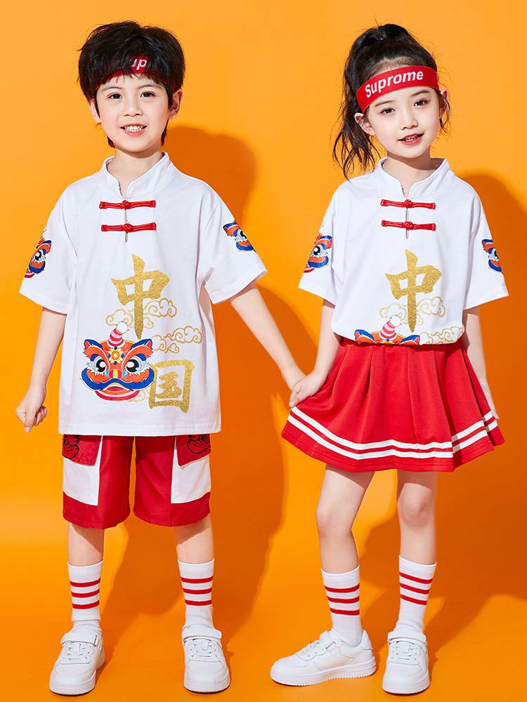 Children's cheerleading service elementary school sports meeting Chinese style team graduation clothing boys summer