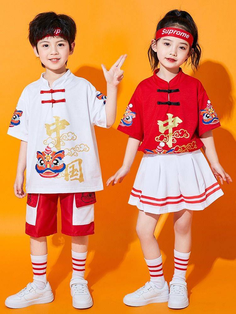 Children's cheerleading service elementary school sports meeting Chinese style team graduation clothing boys summer