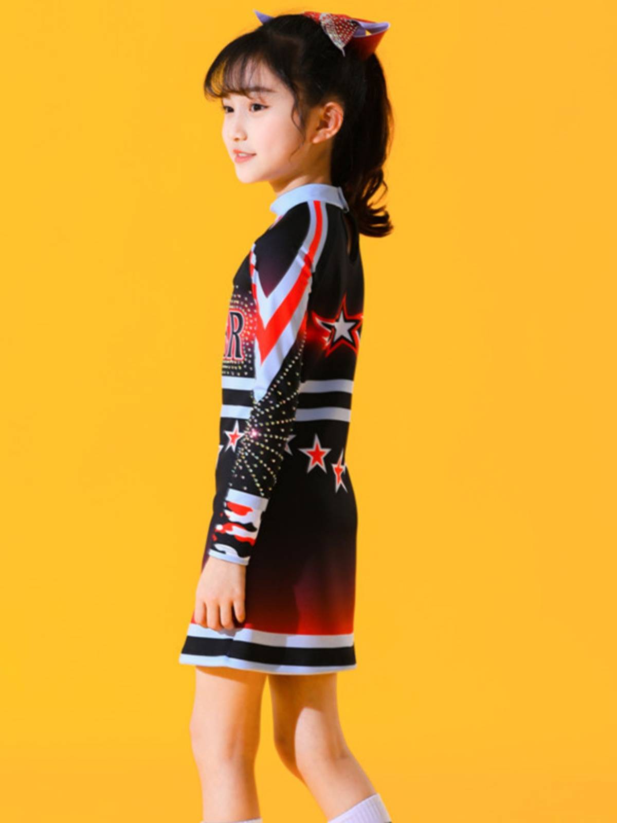 The new cheerleading team service dance, dance, clothing, adult men and women long -sleeved cheerleades performance contest service
