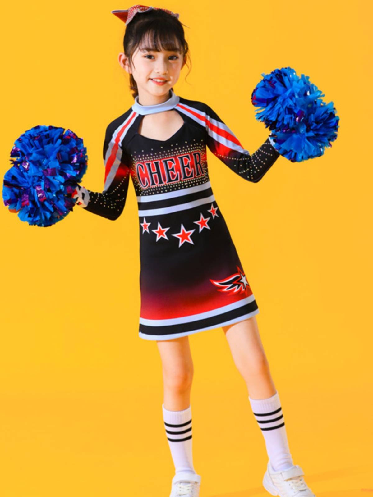 The new cheerleading team service dance, dance, clothing, adult men and women long -sleeved cheerleades performance contest service