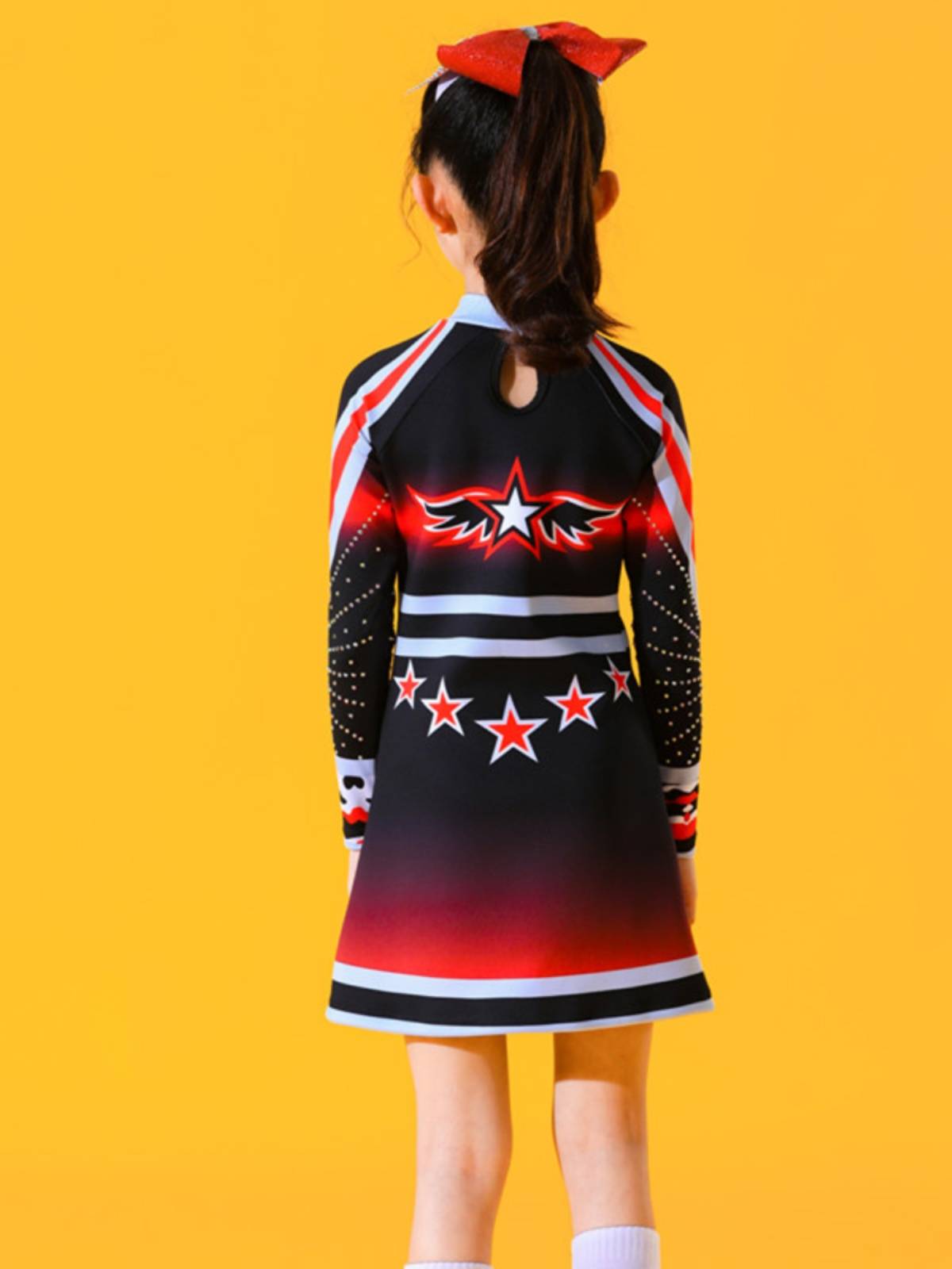 The new cheerleading team service dance, dance, clothing, adult men and women long -sleeved cheerleades performance contest service
