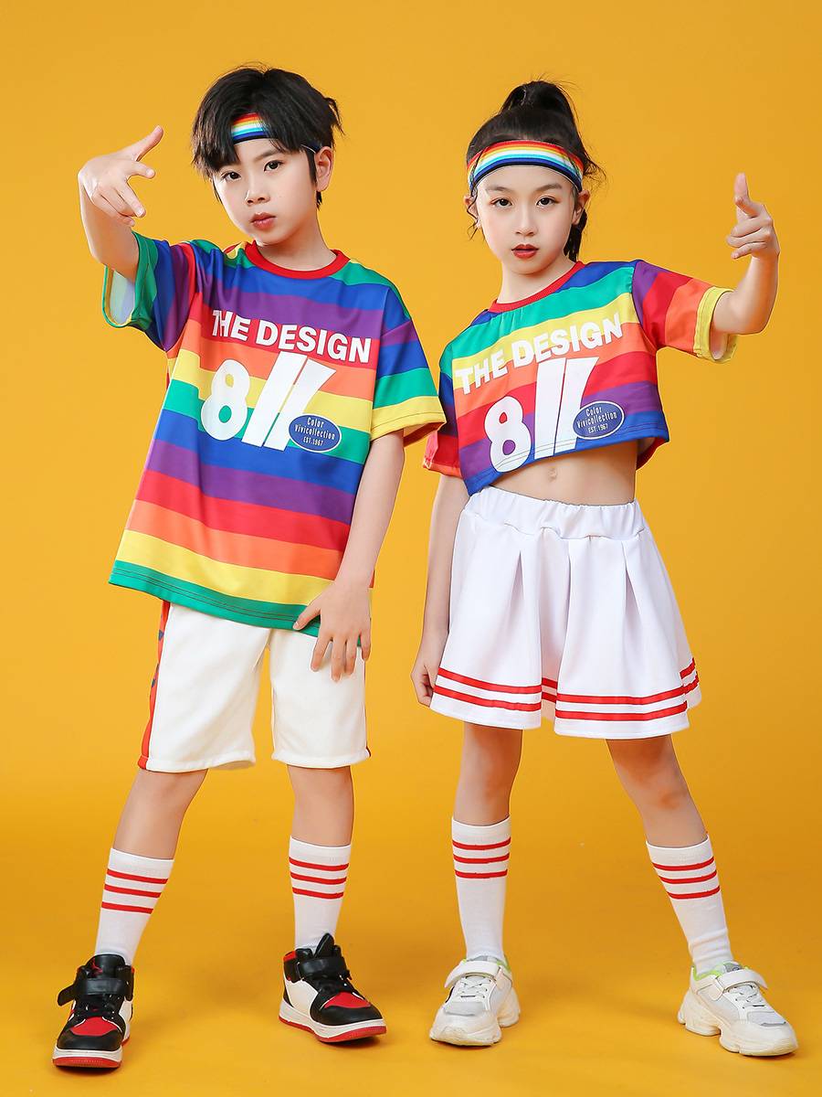 Children cheerleading team performance service for boys and girls elementary school sports meetings jazz dance hip -hop hip -hop performance clothing