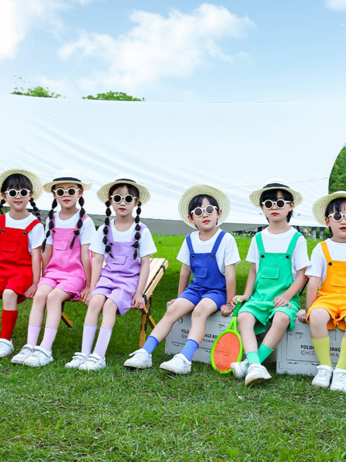 Liuyi Children's Color Belt Pants Set Male and Girl Doping Portrait Piece Graduate Photos La La Team Chorus