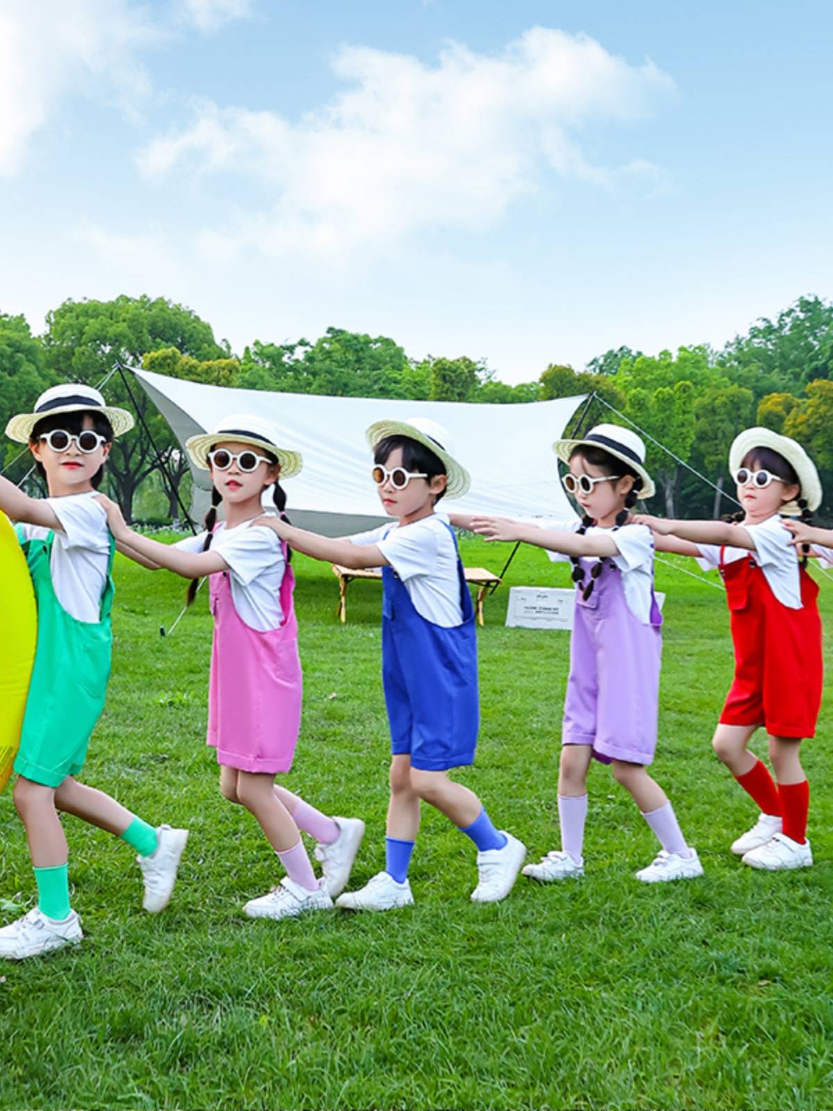 Liuyi Children's Color Belt Pants Set Male and Girl Doping Portrait Piece Graduate Photos La La Team Chorus