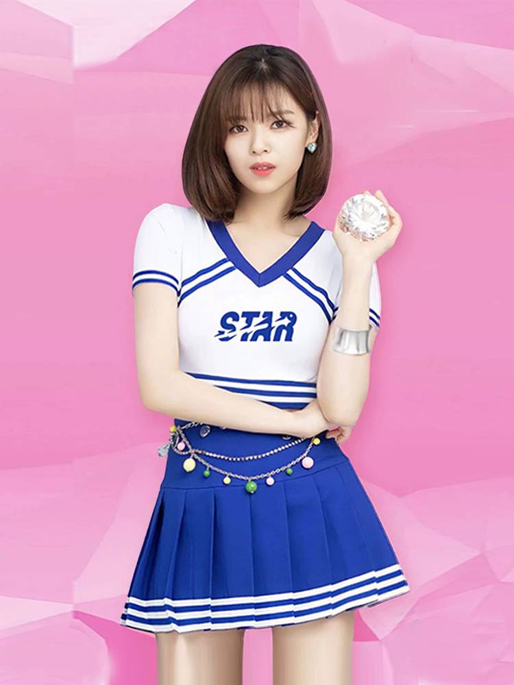 The Korean cheerleaders dress up in the Cosmic-Talk-Talk class