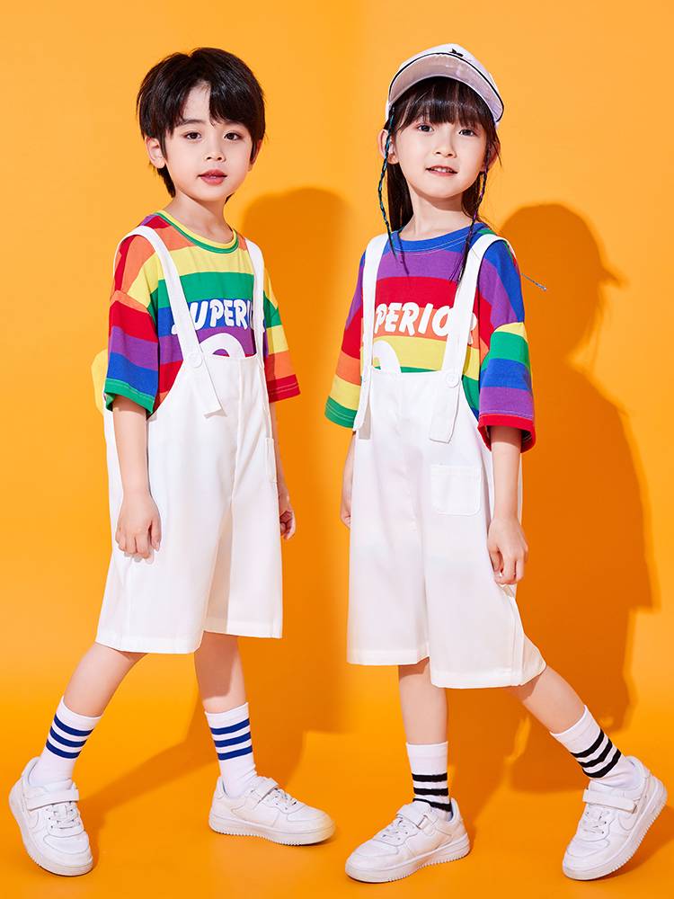 Children's Children's La Team Performance Services Rainbow Performance Clothing Games Belt Pants Kindergarten Class Graduation Photo